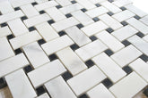 Carrara Basketweave Mosaic with Black Marble Dots  Honed